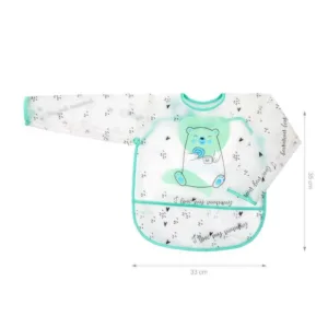 Baveta impermeabila cu maneci 33x35 cm Akuku Ursulet verde