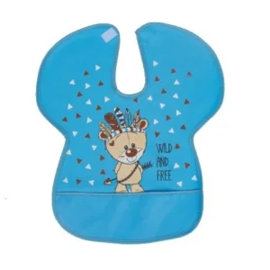 Baveta impermeabila cu protectii pentru umeri SeviBebe albastra