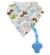 Baveta tip bandana cu snur si jucarie dentitie bumbac Boy albastru
