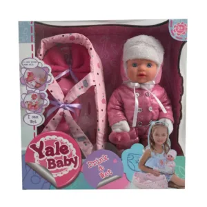Bebelus cu landou si haine de iarna Yale Baby 30 cm