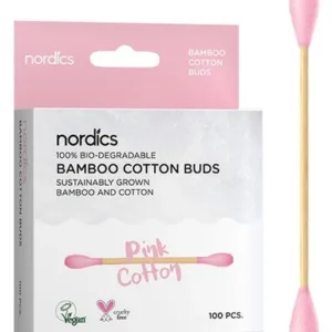 Betisoare din bumbac si bambus 100buc roz