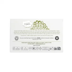 Betisoare urechi din bumbac organic cu opritor Simply Gentle Organic pentru bebelusi 60 bucati