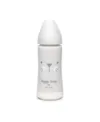 Biberon 360 ml cu tetina rotunda din silicon Hygge Suavinex debit dens pisica gri