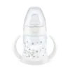 Biberon Nuk First Choice 150 ml cu toarte si adaptor din silicon alb 6 luni+