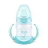 Biberon Nuk First Choice 150 ml cu toarte si adaptor din silicon turcoaz 6 luni+
