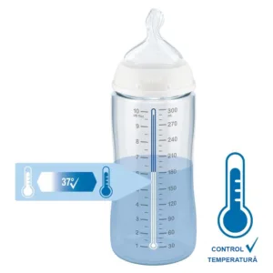 Biberon Nuk First Choice PP 300 ml Control Temperatura tetina silicon M 0-6 luni alb