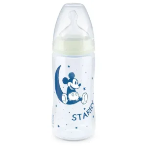 Biberon Polipropilena NUK 300ml Mickey Night cu control temperatura