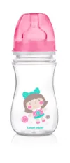 Biberon anticolici Canpol cu gat larg 240 ml pp Easy Exotic animals 35221 Pink