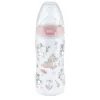 Biberon cu tetina de silicon si control de temperatura Nuk First Choice 300 ml Bambi