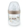 Biberon cu tetina de silicon si control temperatura Nuk For Nature 150 ml S 0-6 luni