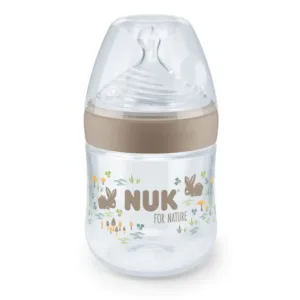 Biberon cu tetina de silicon si control temperatura Nuk For Nature 150 ml S 0-6 luni