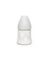 Biberon cu tetina rotunda din silicon debit lent iepuras gri Hygge Suavinex 150 ml