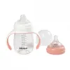 Biberon de invatare 2 in 1 din tritan Beaba 210 ml Old Pink