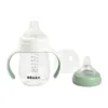 Biberon de invatare 2 in 1 din tritan Beaba 210 ml Sage Green