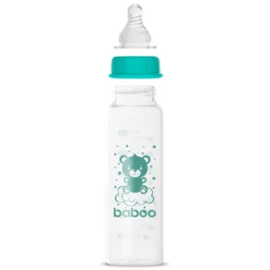 Biberon din sticla anticolici Baboo cu gat stramt 240 ml 3 luni+