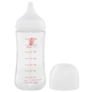 Biberon din sticla borosilicat 240 ml KidsCare cu tetina din silicon