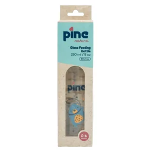 Biberon din sticla cu tetina nr 1 albastru 250 ml 0-6 luni Pine Natura