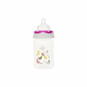 Biberon gat larg Minut Baby cu tetina silicon 150 ml roz