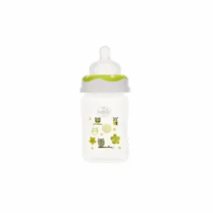 Biberon gat larg Minut Baby cu tetina silicon 150 ml verde