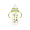 Biberon gat larg cu manere 270 ml cu tetina silicon 3+ Minut Baby verde