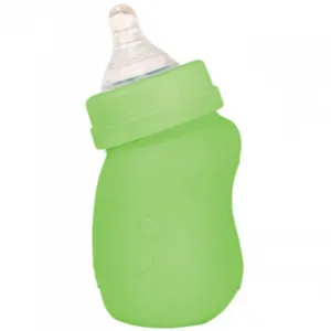 Biberon inclinat din sticla Green Sprouts iPlay cu protectie de silicon 147ml green