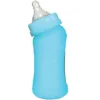 Biberon inclinat din sticla cu protectie de silicon 210 ml Green Sprouts Aqua