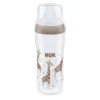 Biberon polipropilena cu tetina din silicon si control temperatura Nuk PM 360 ML 6 LUNI + XL Giraffe