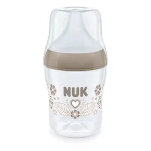 Biberon polipropilena cu tetina silicon si control de temperatura Nuk PM 150 ML 0 luni + S Heart