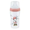 Biberon polipropilena cu tetina silicon si control de temperatura Nuk PM 260 ml 3 luni + M Minnie Red