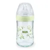 Biberon termic din sticla cu tetina din silicon M Nuk Nature Sense 0-6 luni 240 ml