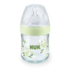 Biberon termic din sticla cu tetina din silicon S Nuk Nature Sense 0-6 luni 120 ml