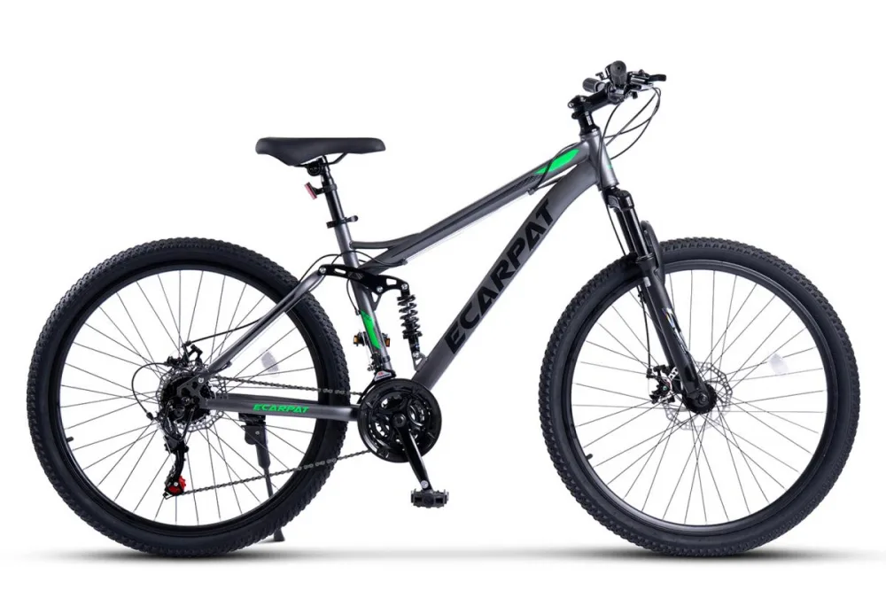 Bicicleta MTB Full-Suspension E-Carpat E2660A GriNegruVerde