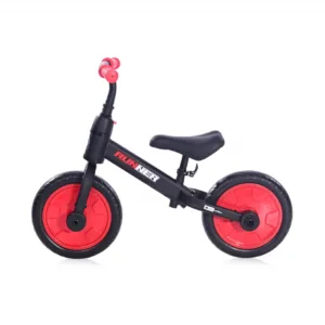 Bicicleta copii 2 in 1 cu pedale si roti auxiliare black  red 11 inch