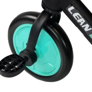 Bicicleta copii 3 in 1 cu pedale si roti ajutatoare pentru copii negru-turcoaz LeanToys 7679