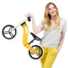 Bicicleta de echilibru din lemn Kinderkraft Uniq Honey cu scaun moale reglabil