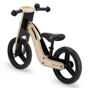 Bicicleta de echilibru din lemn Kinderkraft Uniq Natural cu scaun moale reglabil
