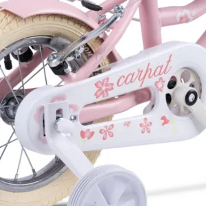 Bicicleta pentru copii 2-4 ani Carpat C12178A Roz 12 inch cu roti ajutatoare si cosulet