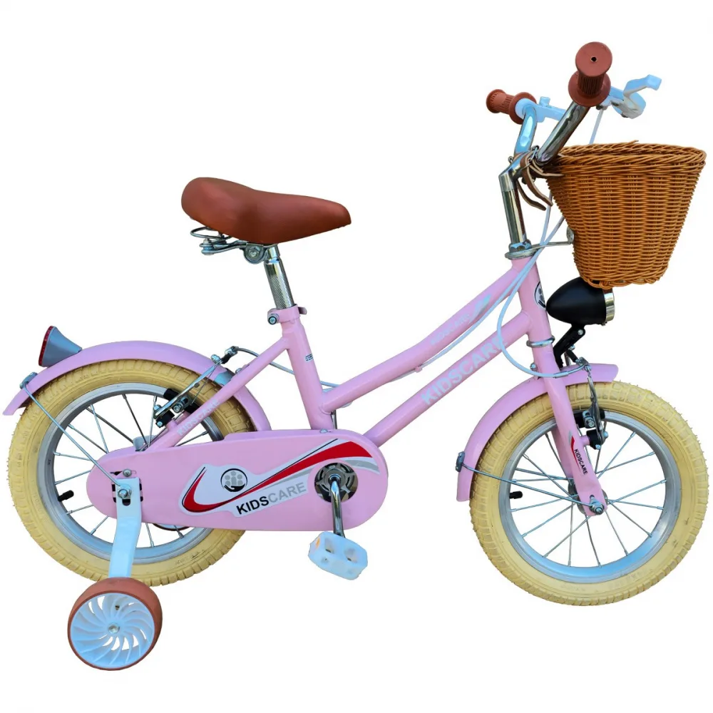 Bicicleta pentru copii KidsCare HappyGirl Roz 14 inch cu roti ajutatoare
