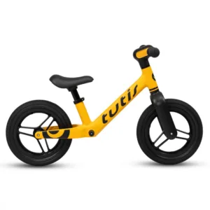 Bicicleta pentru copii fara pedale Tutis Galben 12 inch cu sezut reglabil si suport picioare