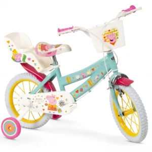 Bicicleta pentru fetite Toimsa Peppa Pig Green 14 inch cu roti ajutatoare