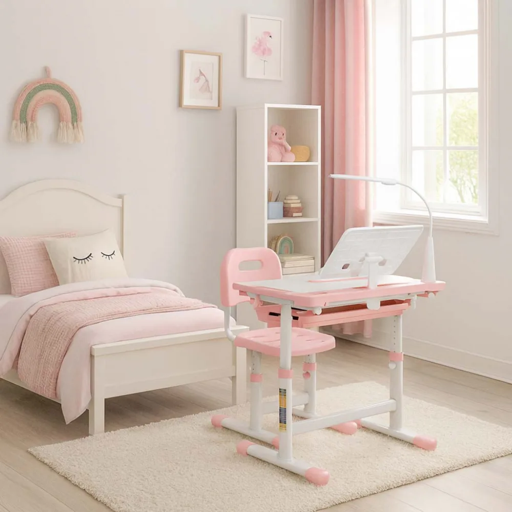 Birou cu scaunel pentru copii pink