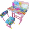 Birou pentru copii Novokids My first desk Roz Albastru din MDF cu jucarii interactive