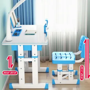 Birou pentru copii Novokids Premium desk AlbastruAlb din MDF