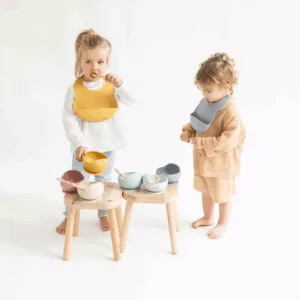 Bol anti-alunecare din silicon alimentar si lingurita Sand