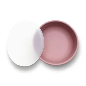 Bol de hranire cu capac din silicon natural si ventuza 6 luni+ Pink