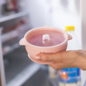 Bol din silicon cu ventuza si capac Babyono Roz