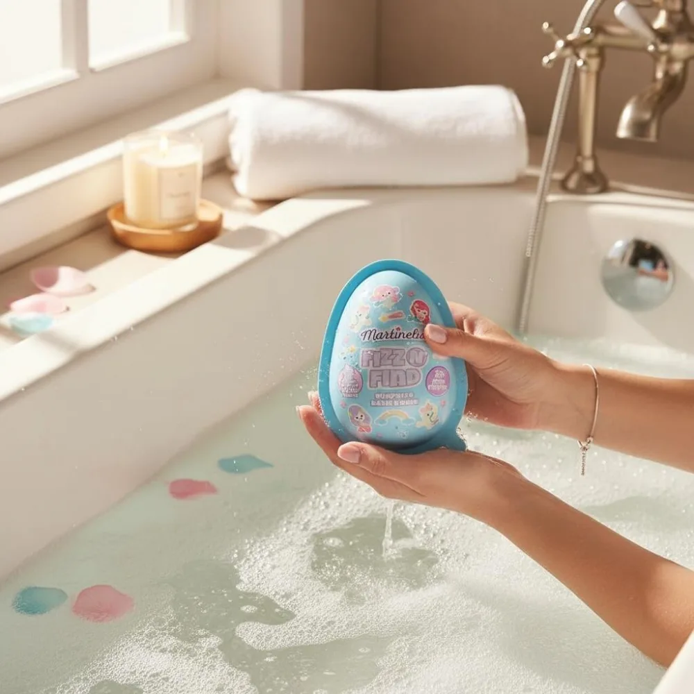 Bomba de baie efervescenta cu surpriza in interior albastra Martinelia 150g