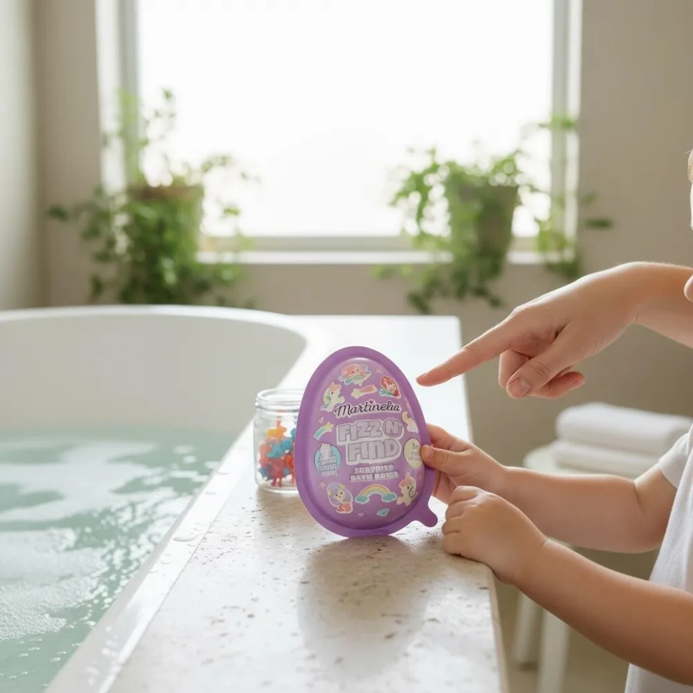 Bomba de baie efervescenta cu surpriza in interior mov Martinelia 150g