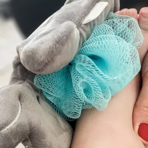 Buretel de baie BabyJem tip manusa Elefantel Gri