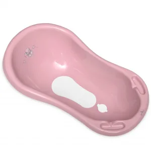Cada baie 84 cm cu dop de scurgere si baza antialunecare Bear Dark Pink